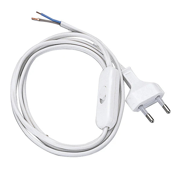 Cavo Abat-Jour 1,5M 2P Bianco - Per Lampade e Illuminazione PolyPool Cavo Abat-Jour 1,5M 2P Bianco - Per Lampade e Illuminazione PolyPool